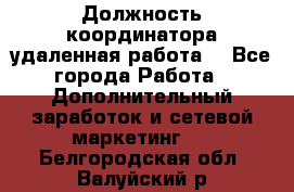 Должность координатора(удаленная работа) - Все города Работа » Дополнительный заработок и сетевой маркетинг   . Белгородская обл.,Валуйский р-н